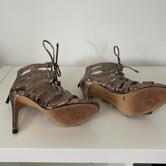Vince Camuto Bronze Freshi Leather Heels—Faux Snakeskin Size 5.5 M - Picture 6 of 6